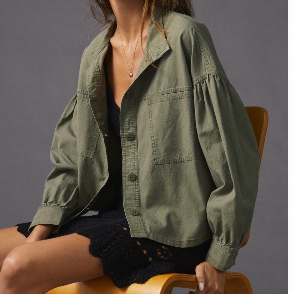 Anthropologie Sanctuary Keystone Slub Twill Shirt Jacket NWT Sz XS Moss